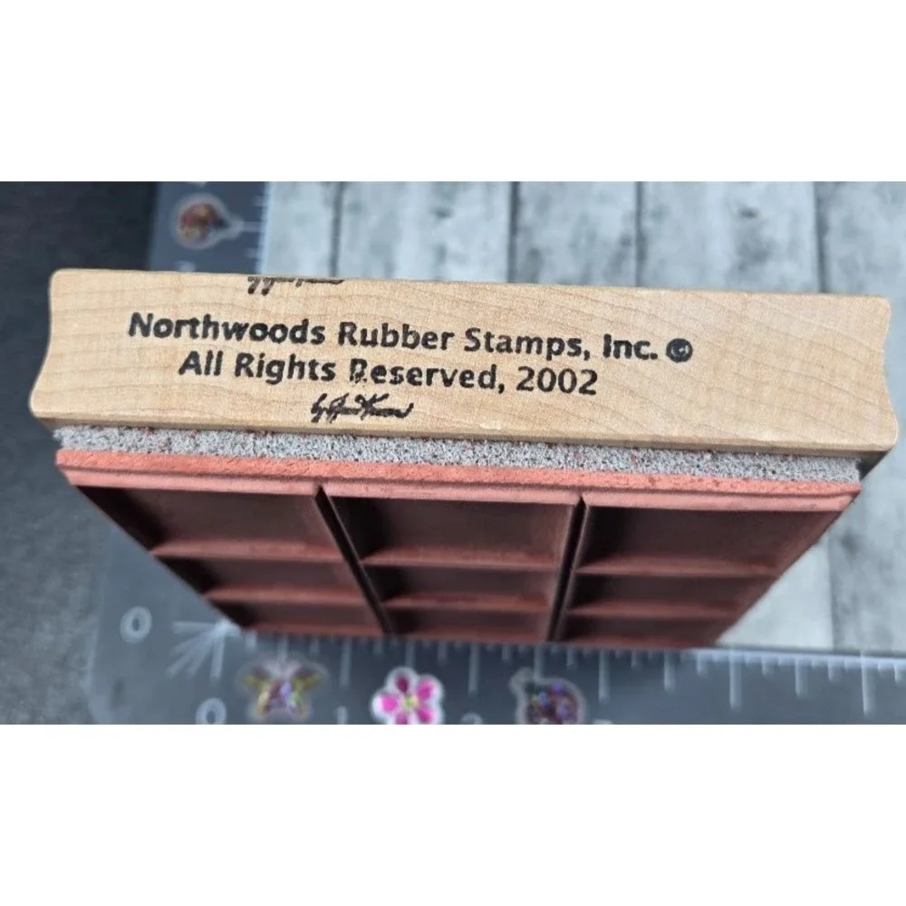 Northwoods Grid Boxes Frames Design 2002 Rubber Stamp Wood #C25